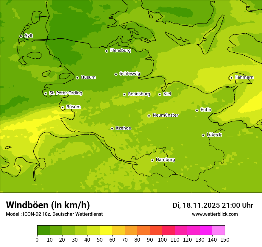 Modellkarten Windgeschwindigkeit