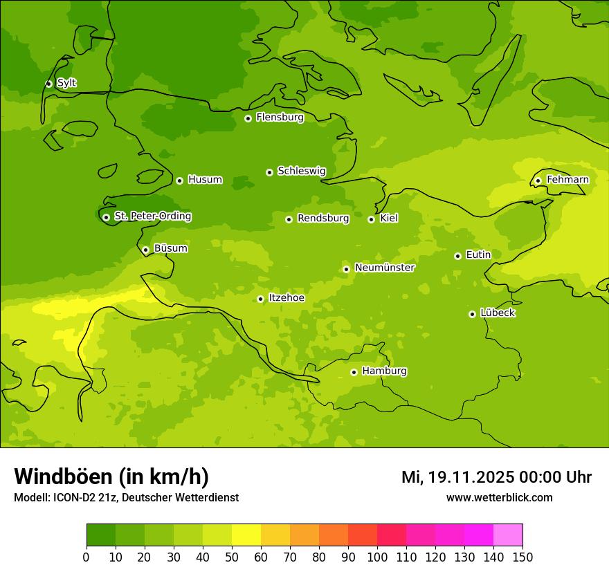 Modellkarten Windgeschwindigkeit