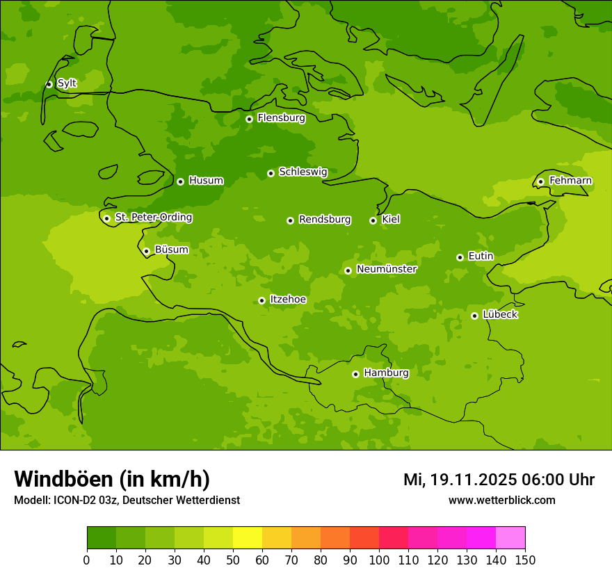 Modellkarten Windgeschwindigkeit