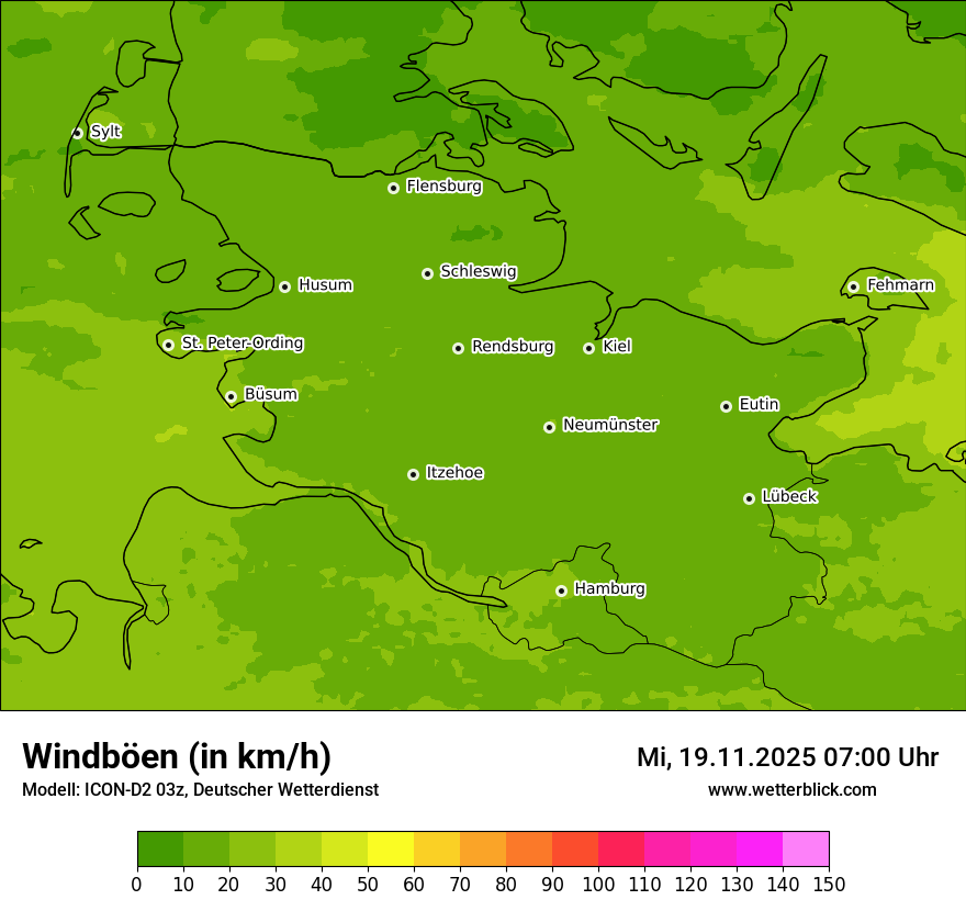 Modellkarten Windgeschwindigkeit