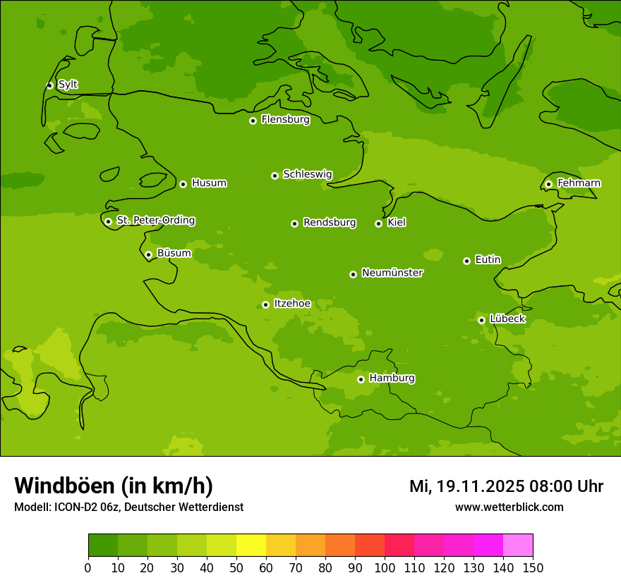 Modellkarten Windgeschwindigkeit