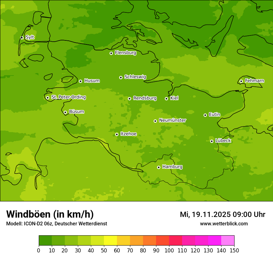 Modellkarten Windgeschwindigkeit