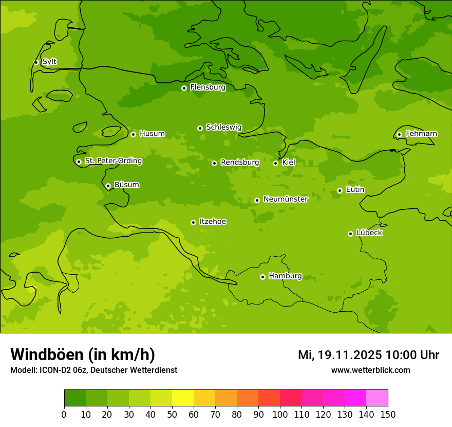 Modellkarten Windgeschwindigkeit