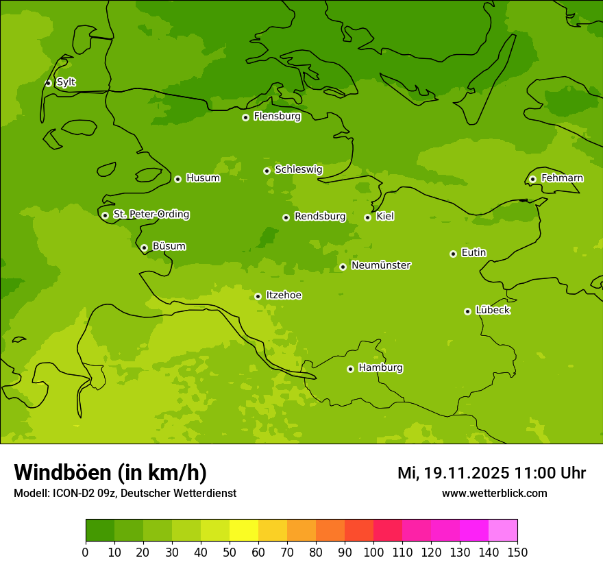 Modellkarten Windgeschwindigkeit