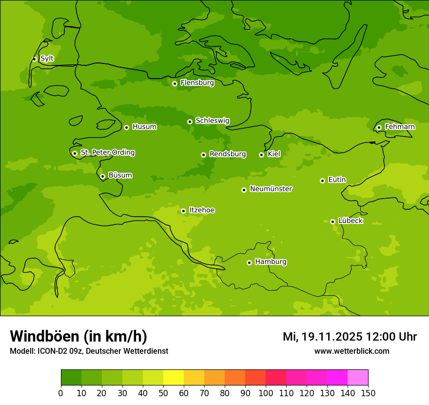 Modellkarten Windgeschwindigkeit