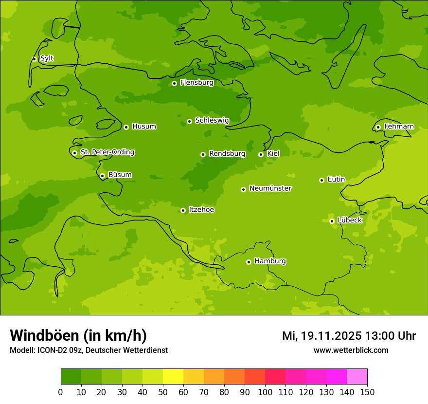 Modellkarten Windgeschwindigkeit