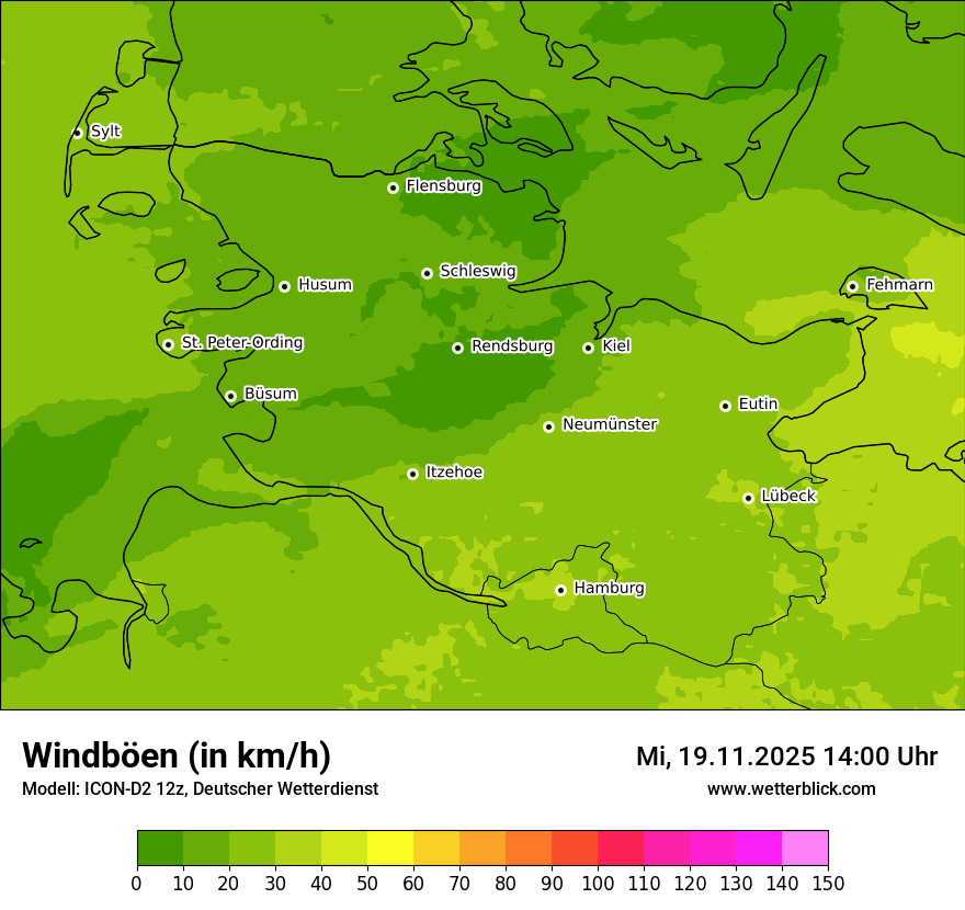 Modellkarten Windgeschwindigkeit