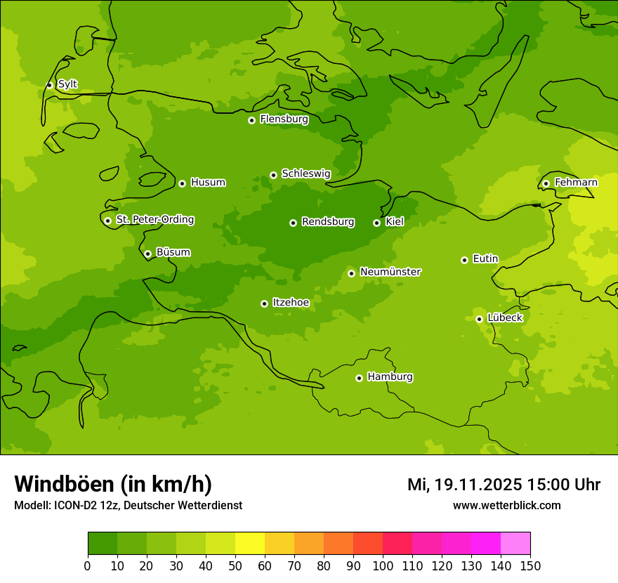 Modellkarten Windgeschwindigkeit