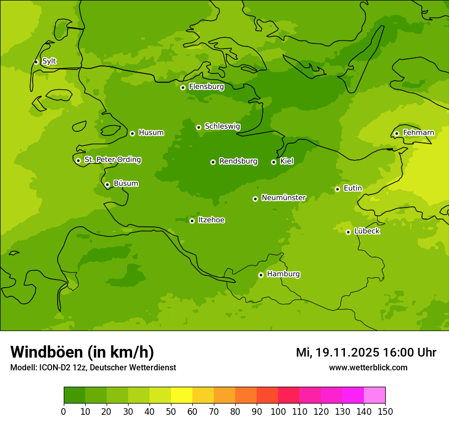 Modellkarten Windgeschwindigkeit