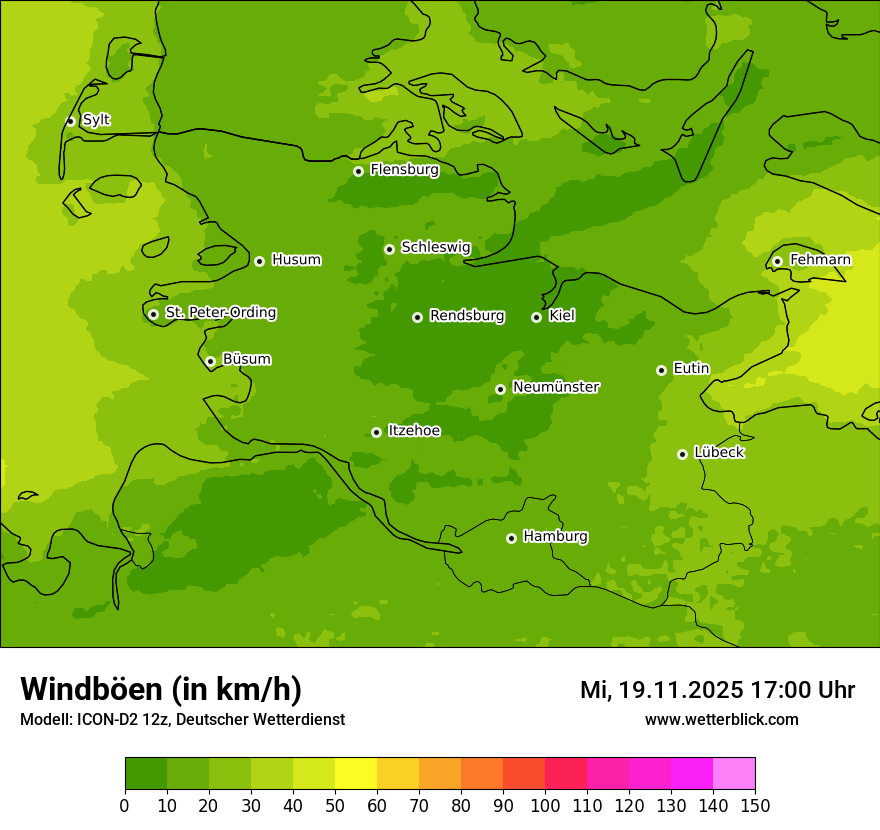 Modellkarten Windgeschwindigkeit