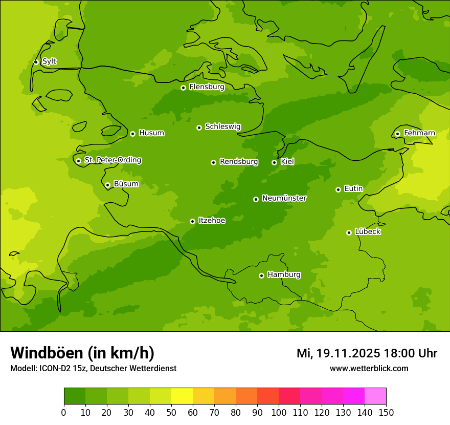 Modellkarten Windgeschwindigkeit