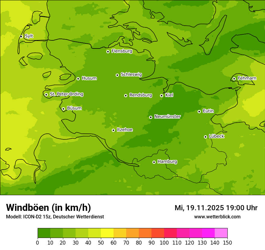 Modellkarten Windgeschwindigkeit