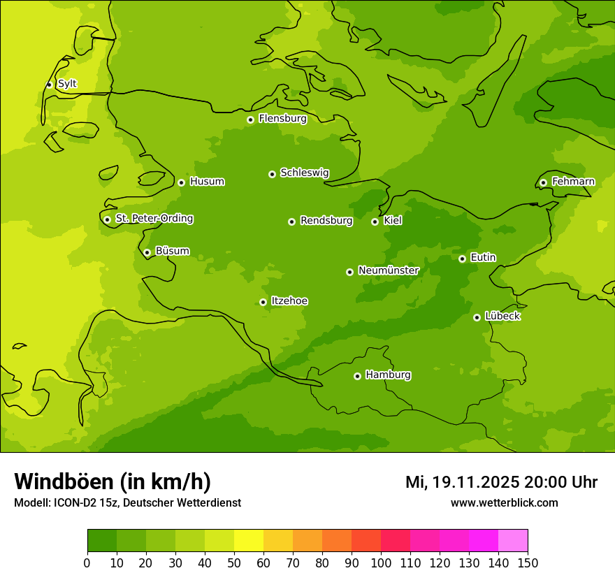 Modellkarten Windgeschwindigkeit