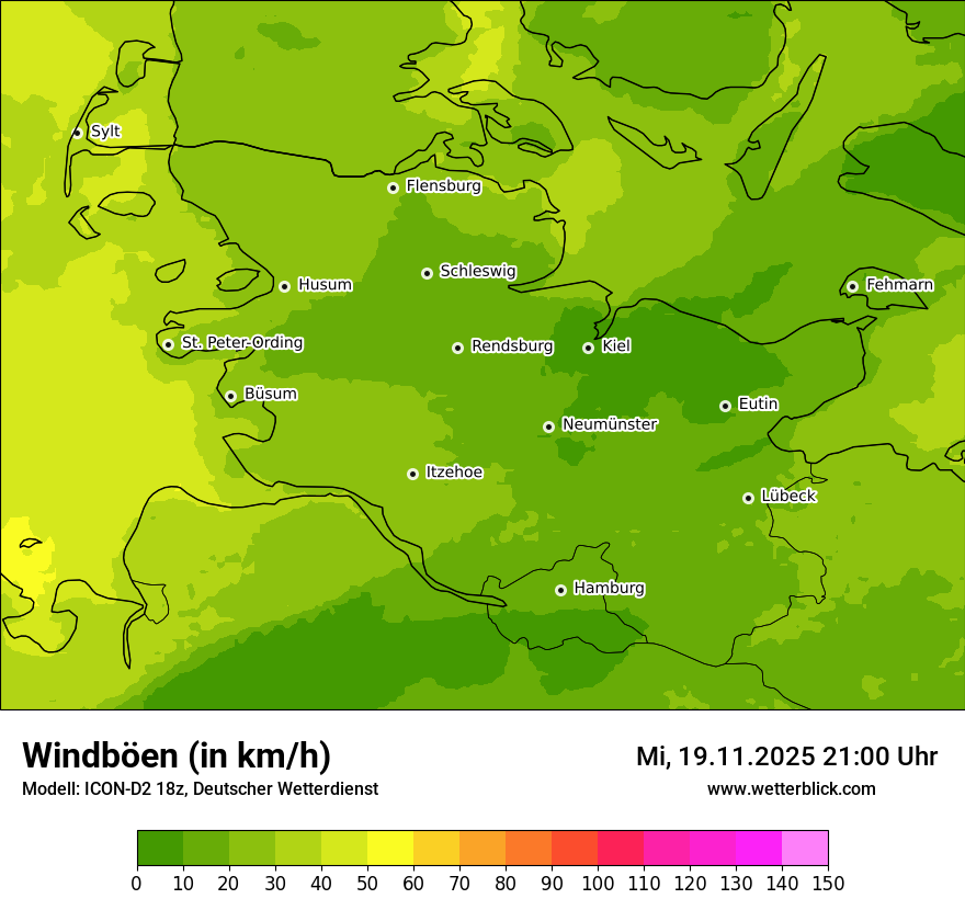 Modellkarten Windgeschwindigkeit