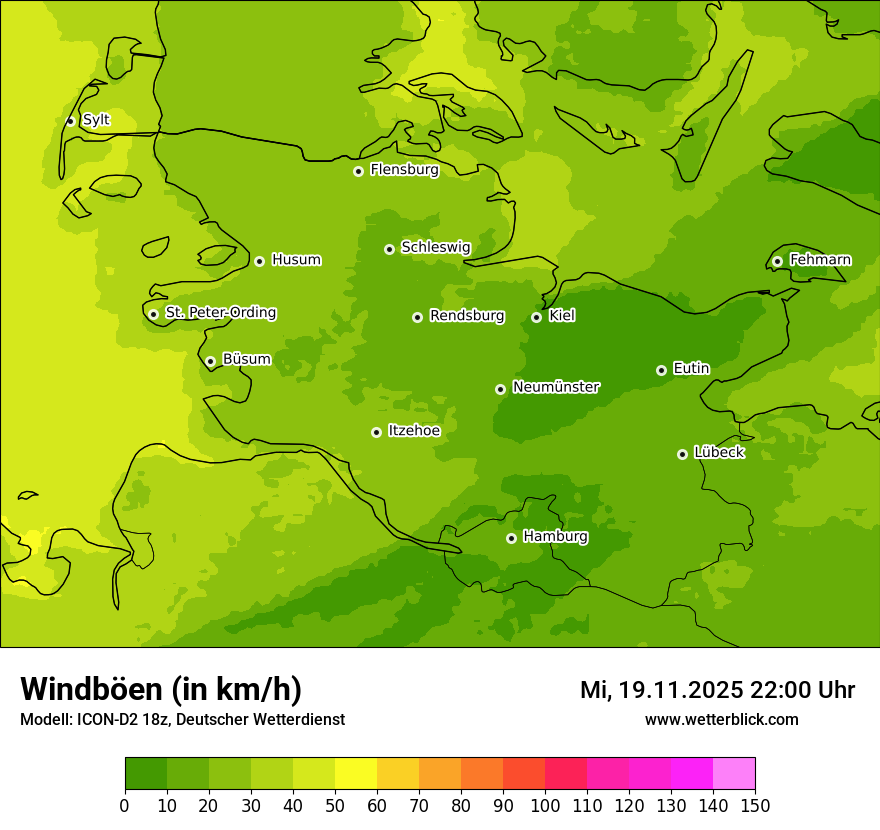 Modellkarten Windgeschwindigkeit