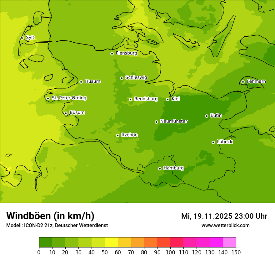 Modellkarten Windgeschwindigkeit