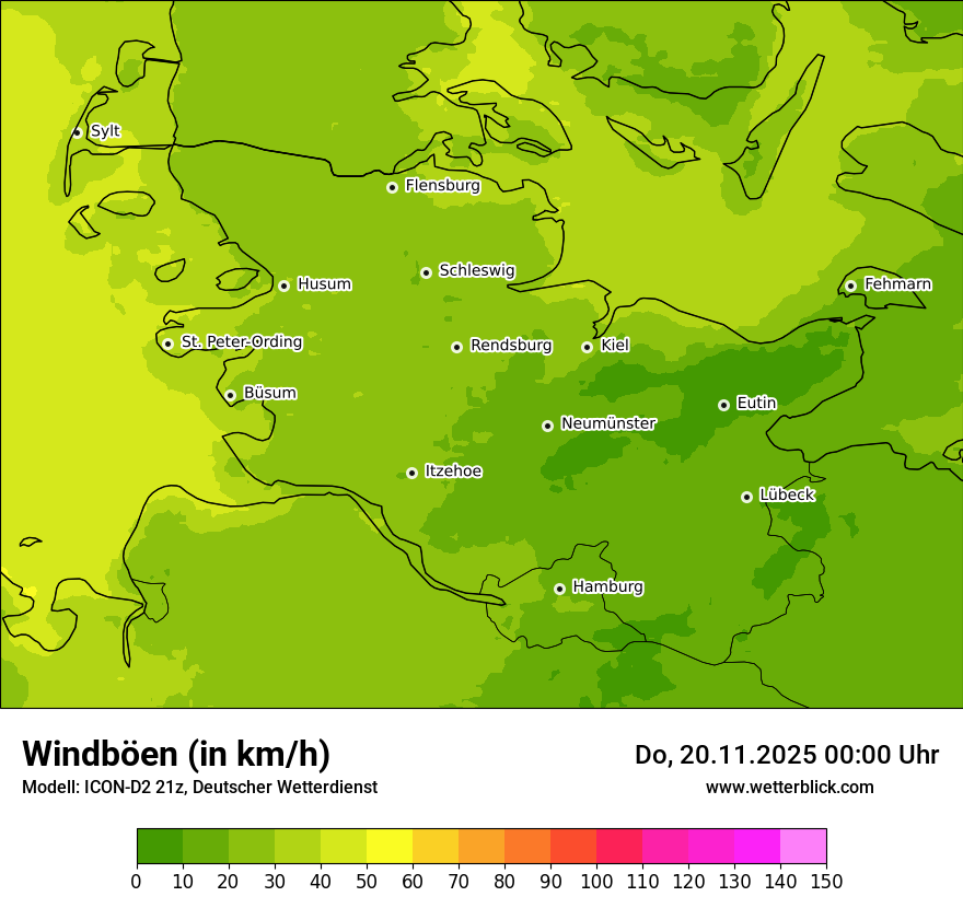 Modellkarten Windgeschwindigkeit