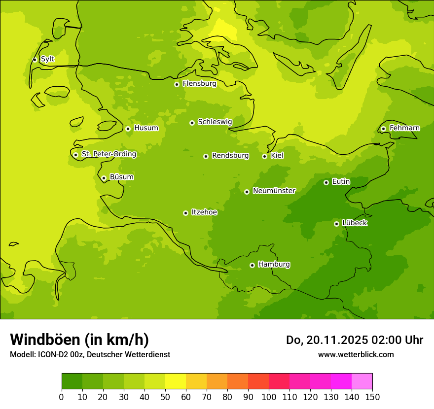 Modellkarten Windgeschwindigkeit