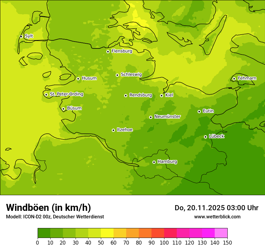 Modellkarten Windgeschwindigkeit