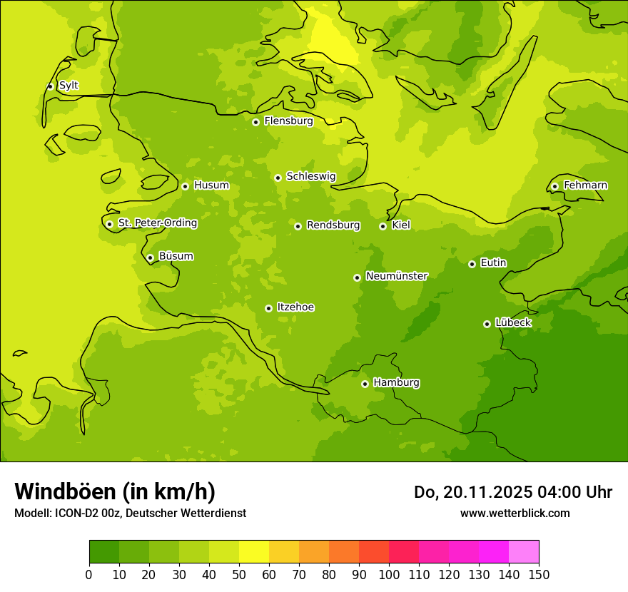 Modellkarten Windgeschwindigkeit