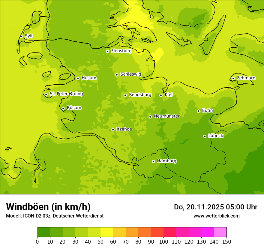 Modellkarten Windgeschwindigkeit