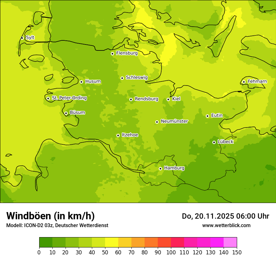 Modellkarten Windgeschwindigkeit