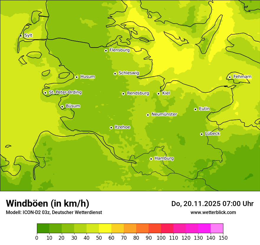 Modellkarten Windgeschwindigkeit