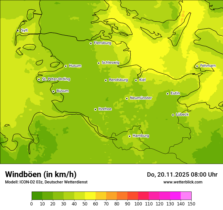 Modellkarten Windgeschwindigkeit