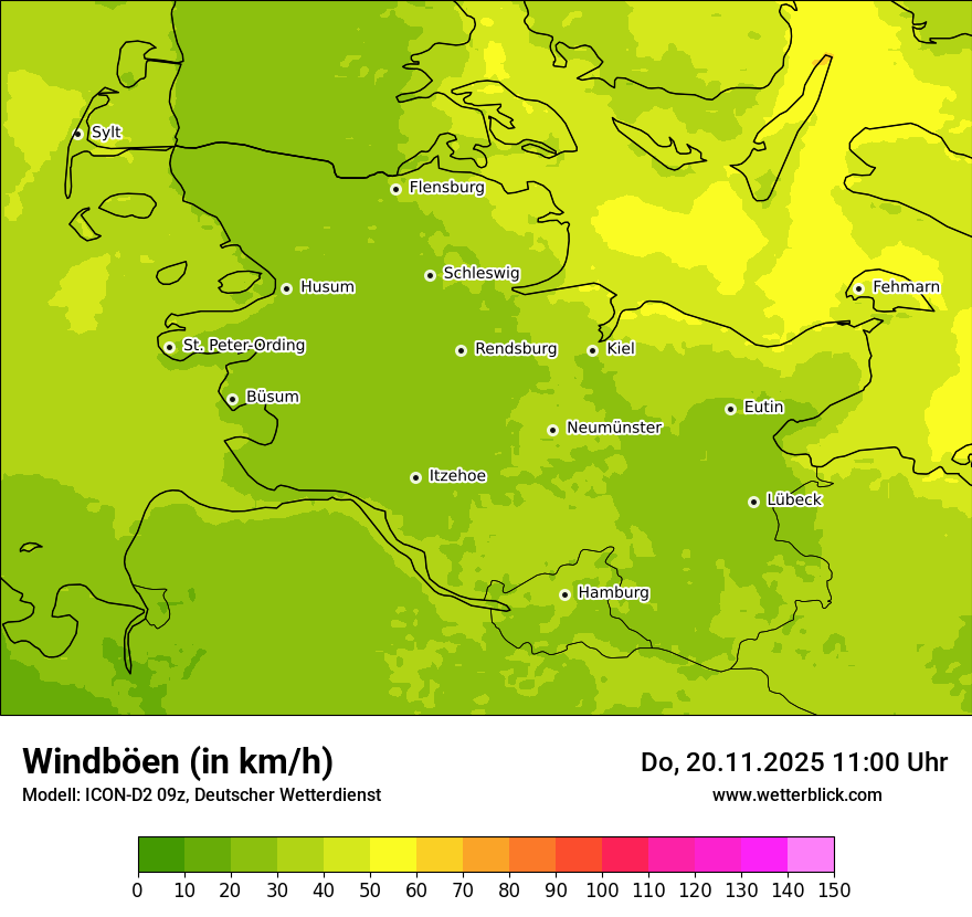 Modellkarten Windgeschwindigkeit