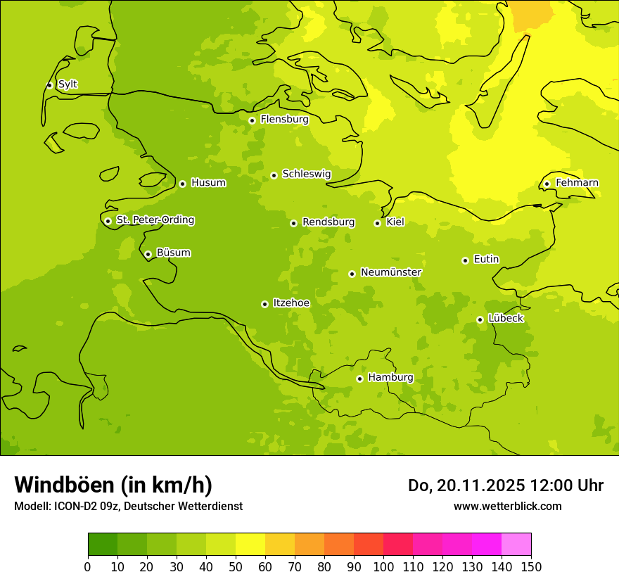 Modellkarten Windgeschwindigkeit