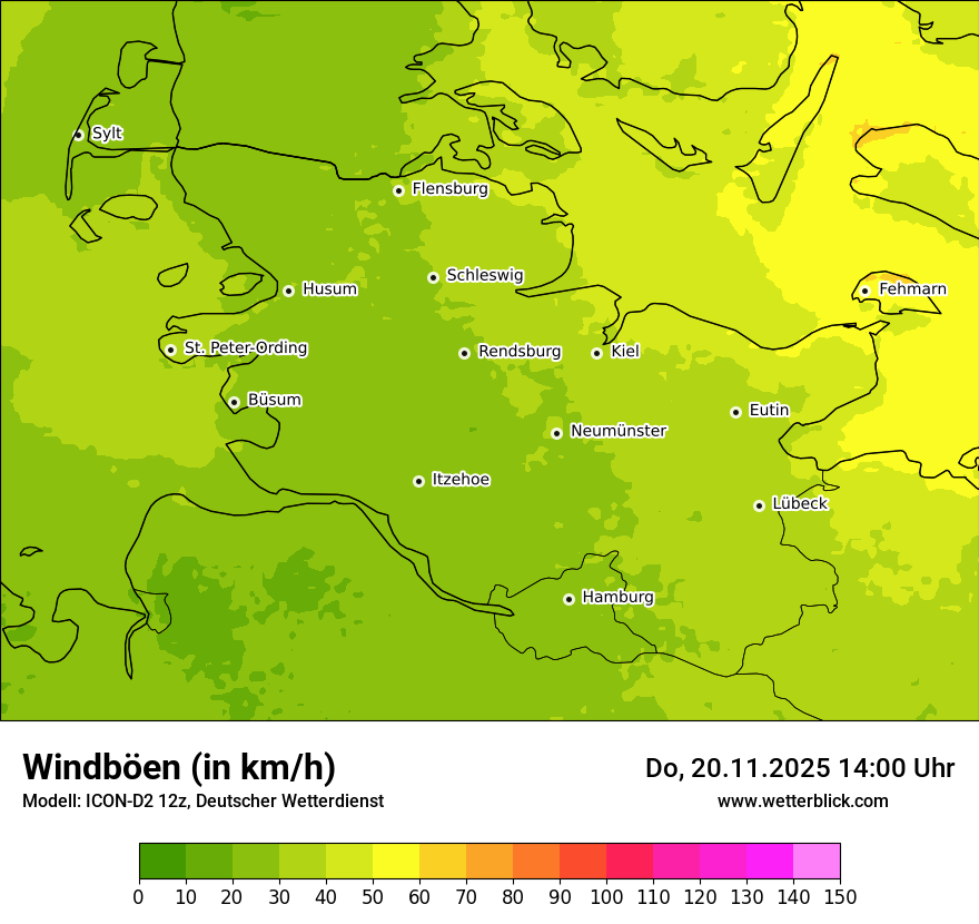 Modellkarten Windgeschwindigkeit