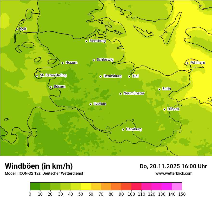Modellkarten Windgeschwindigkeit