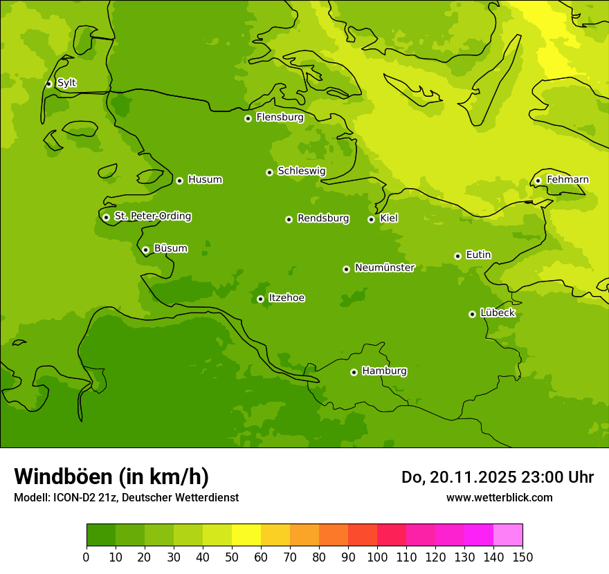 Modellkarten Windgeschwindigkeit