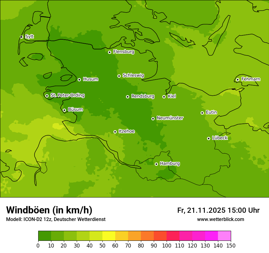 Modellkarten Windgeschwindigkeit