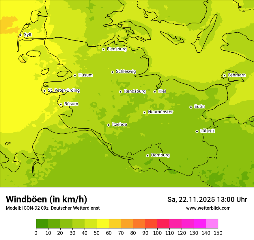 Modellkarten Windgeschwindigkeit