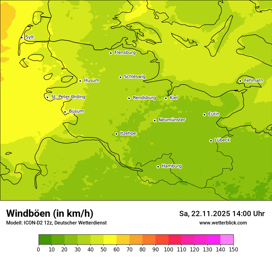 Modellkarten Windgeschwindigkeit