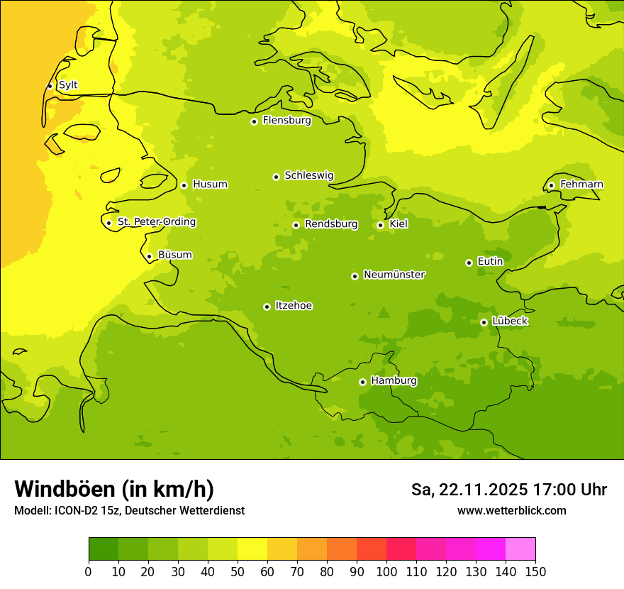 Modellkarten Windgeschwindigkeit