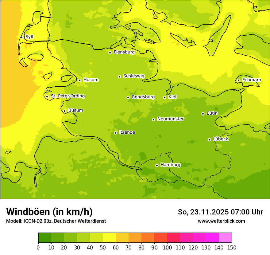 Modellkarten Windgeschwindigkeit