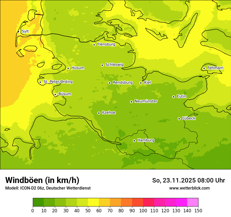 Modellkarten Windgeschwindigkeit
