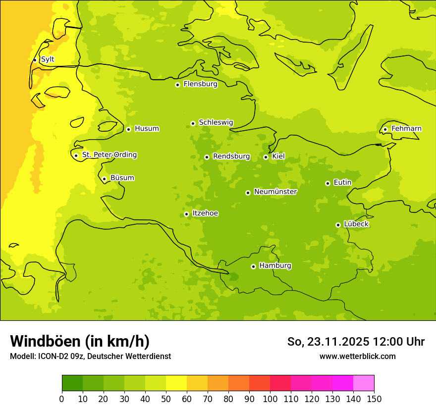 Modellkarten Windgeschwindigkeit