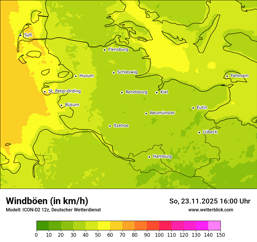 Modellkarten Windgeschwindigkeit