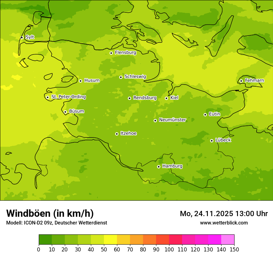 Modellkarten Windgeschwindigkeit