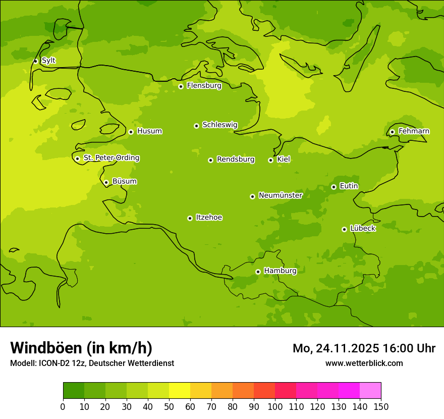 Modellkarten Windgeschwindigkeit