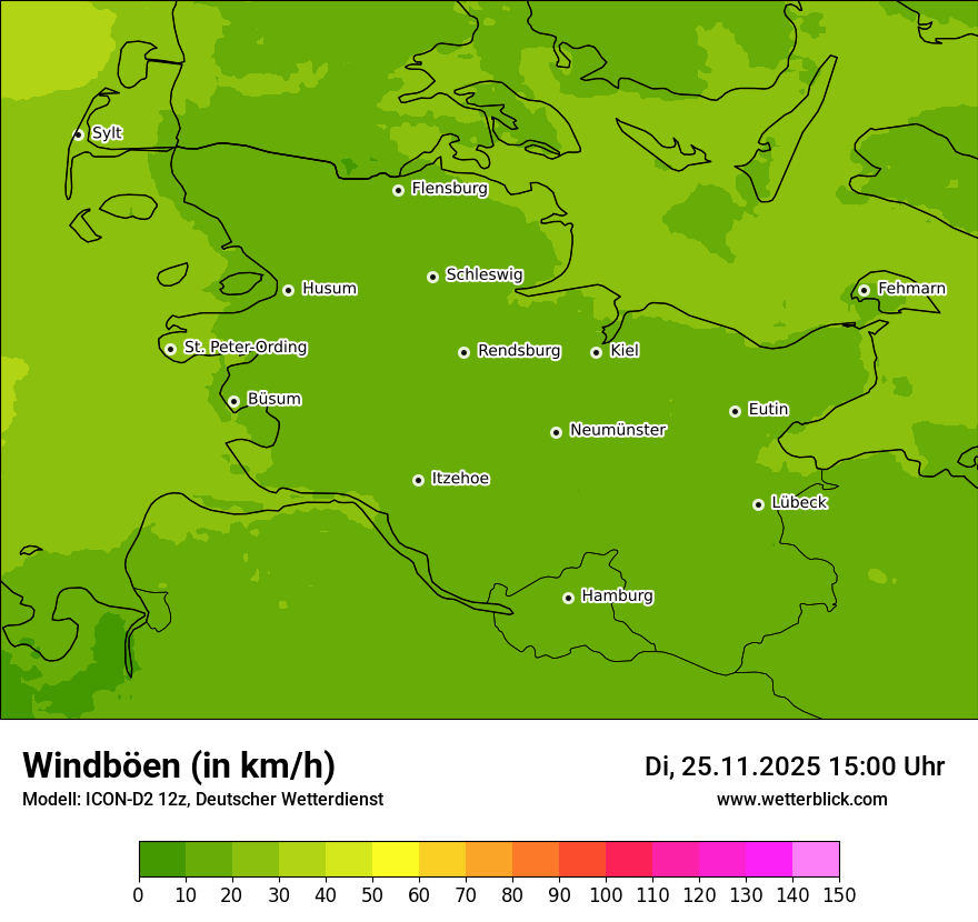 Modellkarten Windgeschwindigkeit