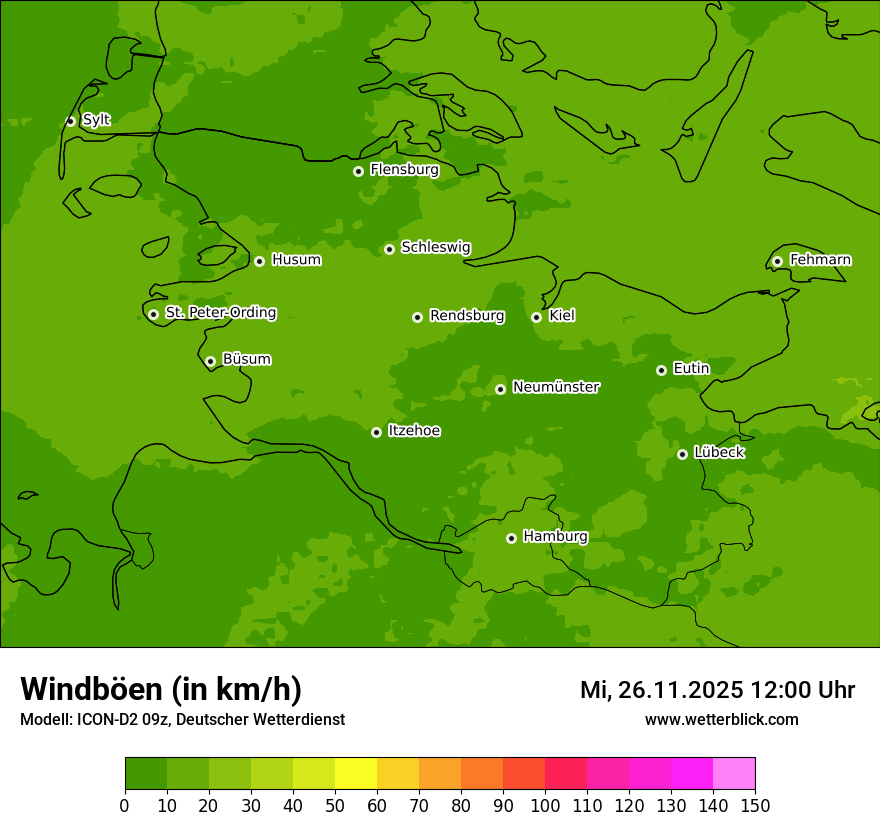 Modellkarten Windgeschwindigkeit