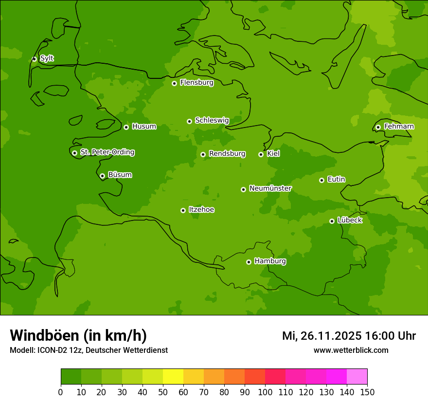 Modellkarten Windgeschwindigkeit