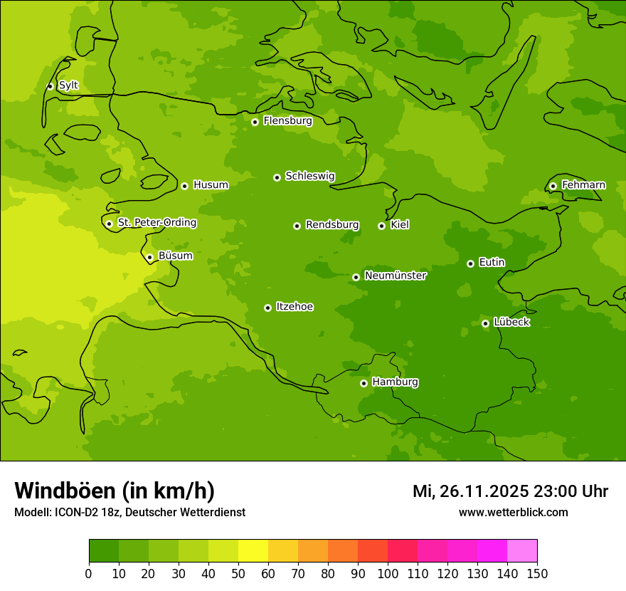 Modellkarten Windgeschwindigkeit