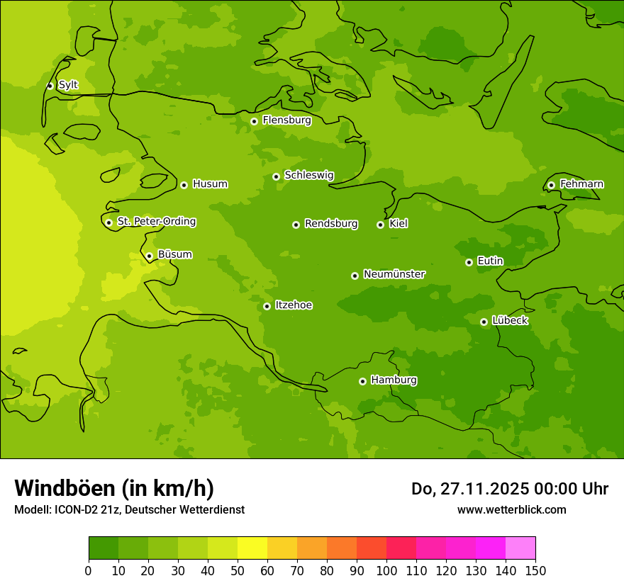 Modellkarten Windgeschwindigkeit