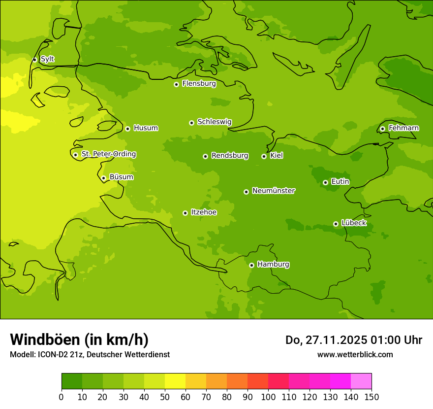 Modellkarten Windgeschwindigkeit