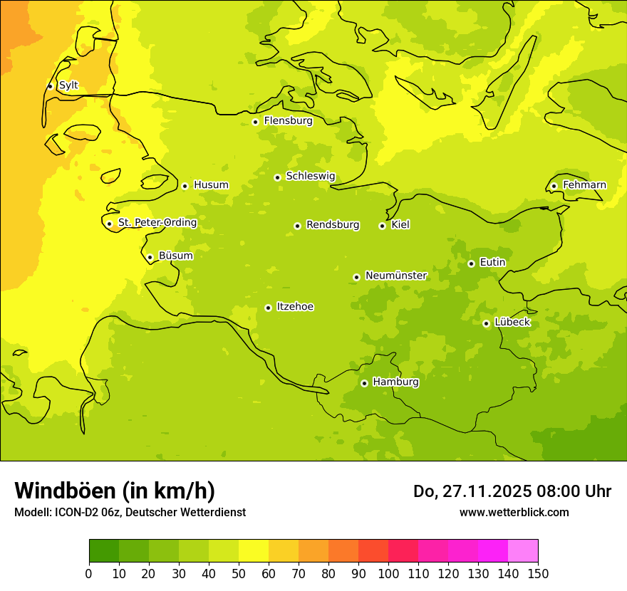 Modellkarten Windgeschwindigkeit
